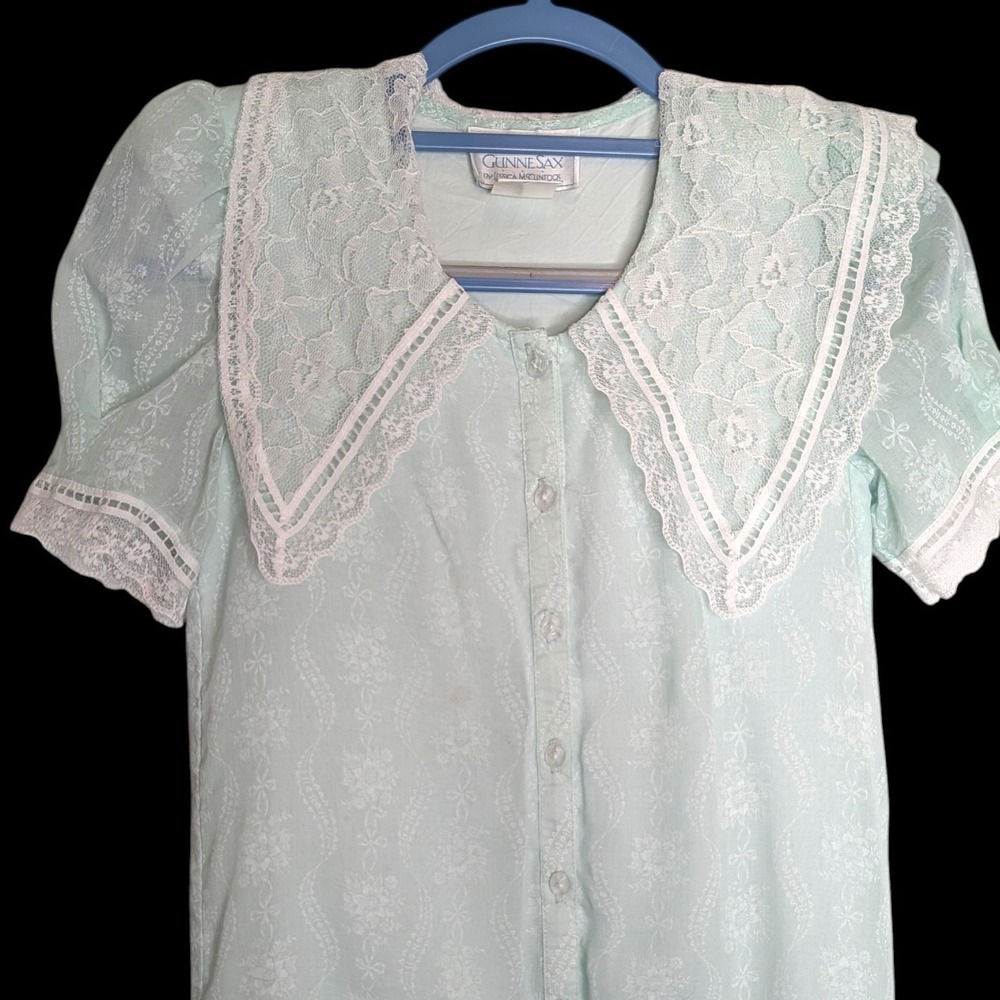 Vtg Gunne Sax Mint Green Lace Sailor Dress Girls 6 Cottagecore Prairie Costume